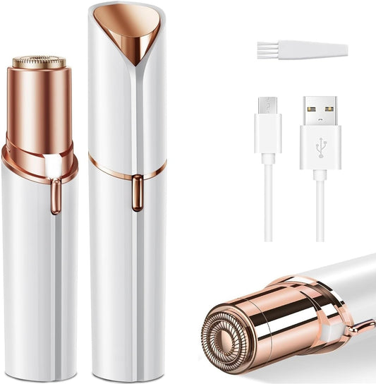 Facial Hair Removal for Women Electric Face Razor Lady Painless Hair Shaver for Face, Underarm, Arm, Bikini Line, Legs with USB Rechargeable (White)